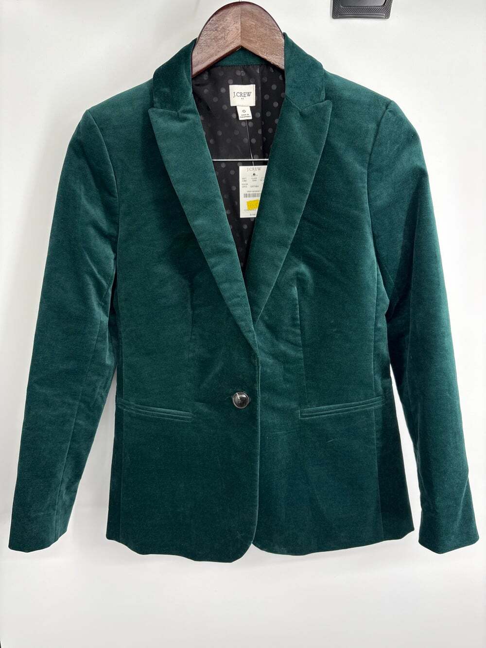 NWT sz 0 J Crew Dark Green Velvet Blazer Fall Old Money Holiday